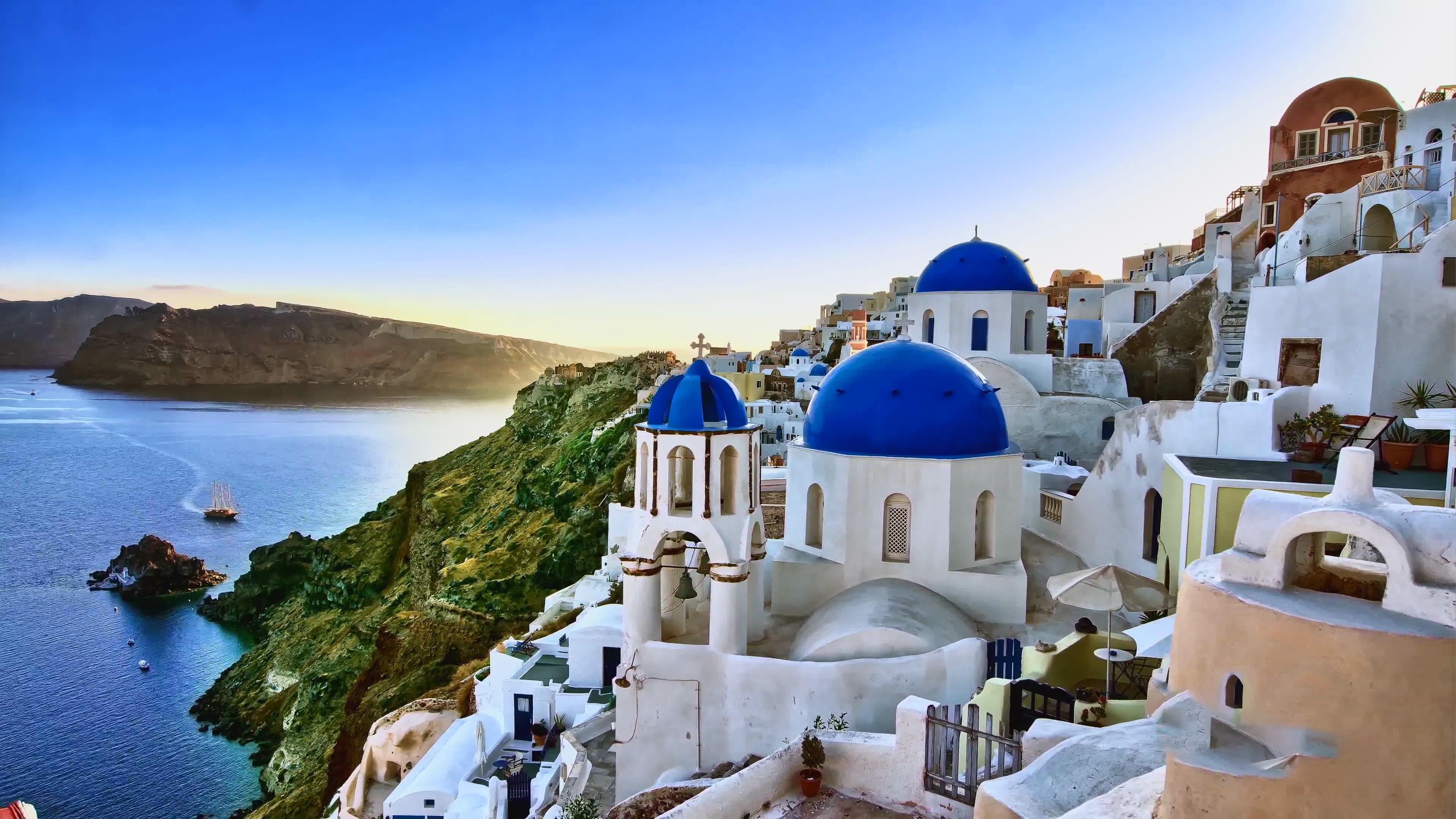 希腊美景图片_白色城堡高清壁纸图片下载